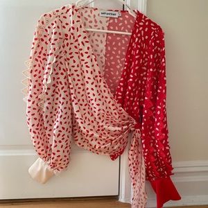 Self Portrait Printed Wrap Top